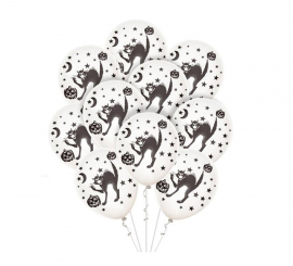 Pack of 10 Black Cats Balloons of 30 cm