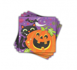 Pacote de 12 guardanapos com estampa de noite de Halloween de 33x33 cm