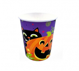 Pack of 12 250 ml Glasses Halloween Night Orange Print
