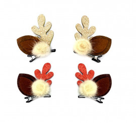 Pacote de 2 presilhas de cabelo de rena em cores sortidas