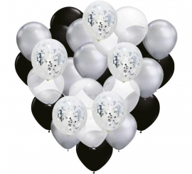 Pack of 25 balloons + 5 25cm Latex Confetti fillings