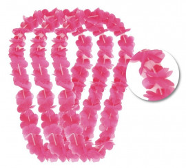 Pacote de 3 pequenos colares Hawaii fúcsia de 99 cm