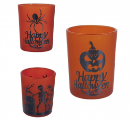 Pack of 3 orange glass glasses measuring 6x5 cm