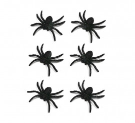 Pacote de 6 aranhas brilhantes pretas
