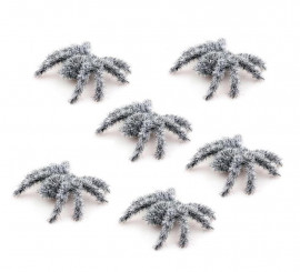Pack of 6 White Hairy Spiders
