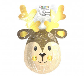 Pack of 6 Golden Reindeer Plates 20X27 cm