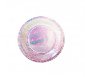 Pack of 6 holographic pink plates of 18x18 cm