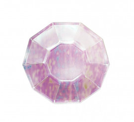 Pack of 6 pink holographic decagon plates of 23x23 cm