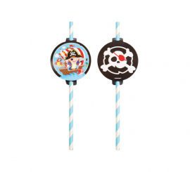 Pacote de 8 canudos piratas de papelão 19,7 cm