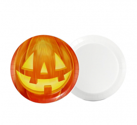 Pack of 8 Pumpkin Plates of 17.5 cm