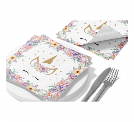 Pack of 8 Unicorn Napkins of 33x33 cm
