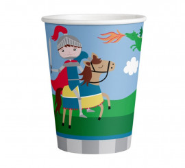 Embalagem de 8 copos de papelão Cavaleiro Medieval 250 ml