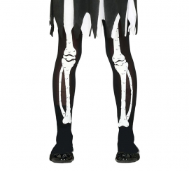 Meia-calça preta com esqueleto para menina