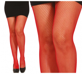 Meia-calça vermelha de malha pequena para mulheres