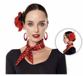 Lenço Sevilhana às bolinhas preto 46x46 cm