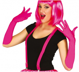 Par de luvas fúcsia neon de 42 cm