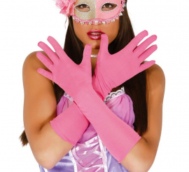 Par de luvas compridas rosa