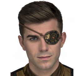 Gold Steampunk Eye Patch with Ruby