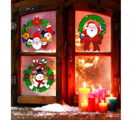 Christmas Wreath Window Sticker Assorted in 3 Models of 30 cm