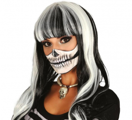 White-Black Wig with Bangs