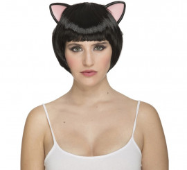 Peruca Curta com Orelhas de Gatinho