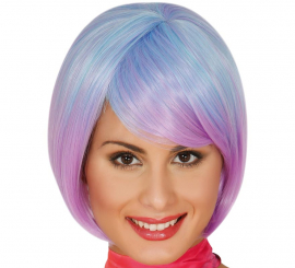 Peruca comprida azul e roxa