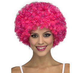 Peruca de palhaço encaracolado rosa