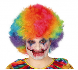 Peruca de palhaço encaracolado multicolor