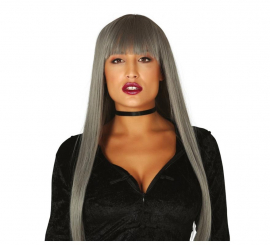 Long Gray Wig with Bangs