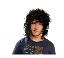 Black 80s curly hair wig