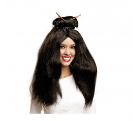 Peruca de mulher japonesa com coque