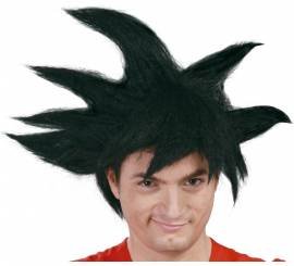 Peruca preta de guerreiro do espaço vermelho