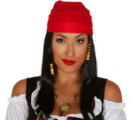 Long black wig and pirate scarf