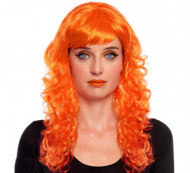 Orange waves wig with fringe