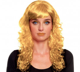 Peruca loira brilhante com franja