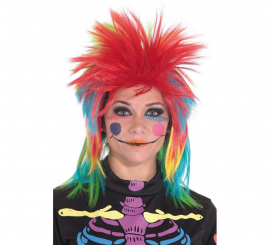 Peruca punk multicolorida para menina