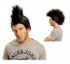 Peruca punk com crista preta