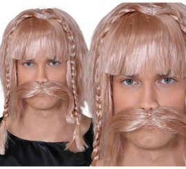 Viking blonde wig with mustache included