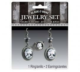 Gothic skull earrings and ring