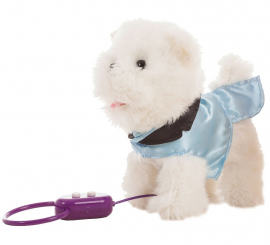 Cachorro de Pelúcia Azul com Movimento e Som de 22 cm