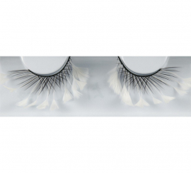 Black light eyelashes with white feathers