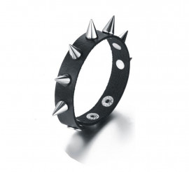 Pulseira punk com pontas prateadas