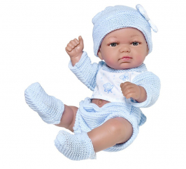 Boneca Renascida Menino de Lã Azul Claro 25 cm