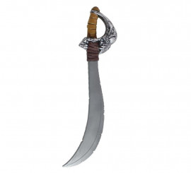 Curved silver toy pirate saber 67x15 cm