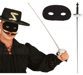 Conjunto herói mascarado máscara e folha de alumínio prateados 65 cm.