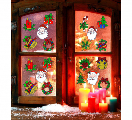 Set of 5 Christmas Window Stickers with Santa Claus Face Assorted in 4 13 cm Models