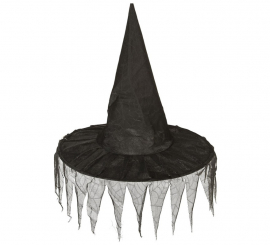 Chapéu de bruxa com pontas de tecido
