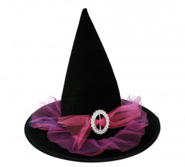 Witch hat with 58 cm Pink tulle