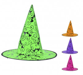 Curved Witch Hat printed in assorted colors