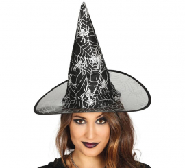 Black witch hat with printed drawings